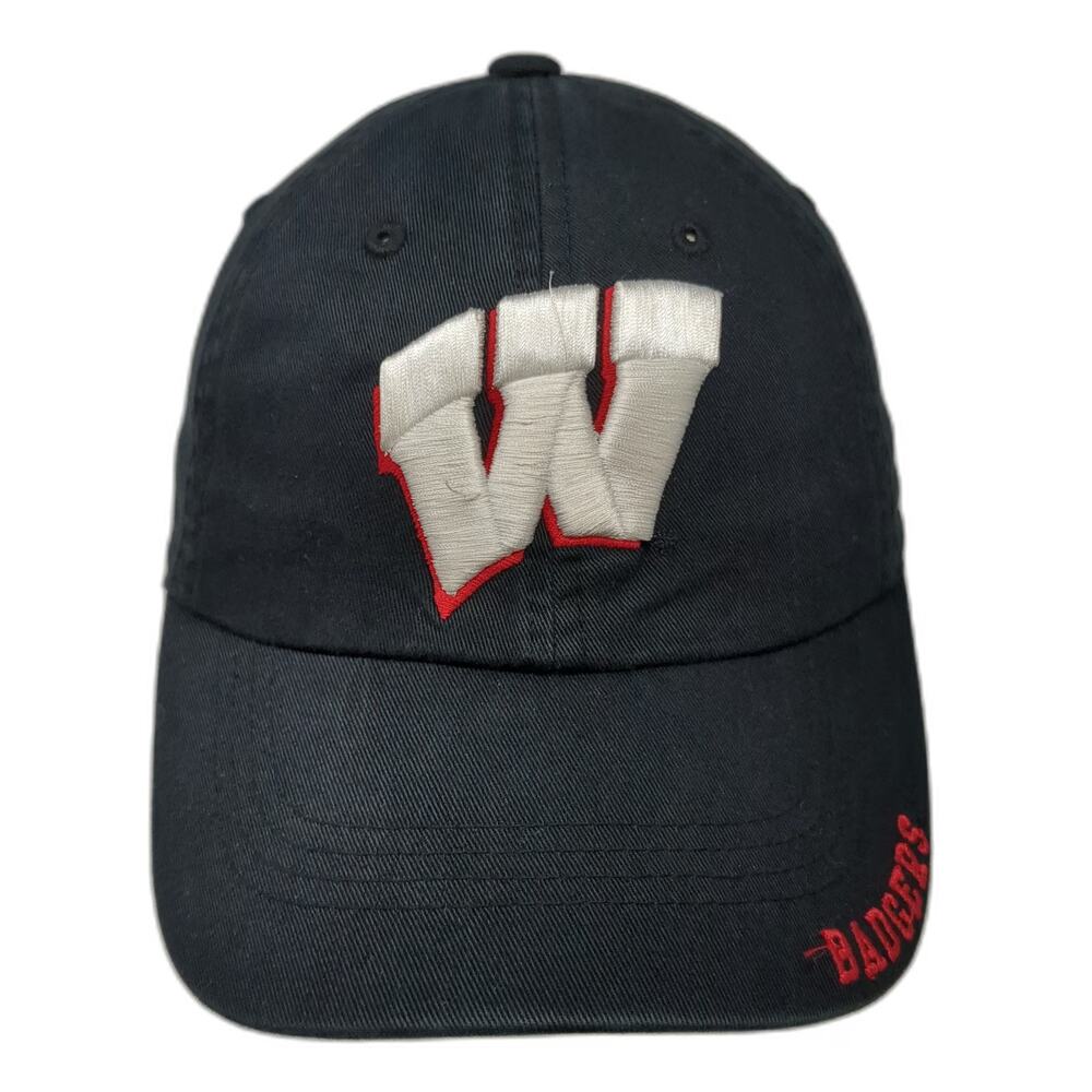 Captivating Headwear Baseball Cap Black One Size Wisconsin Badgers W Logo Hat